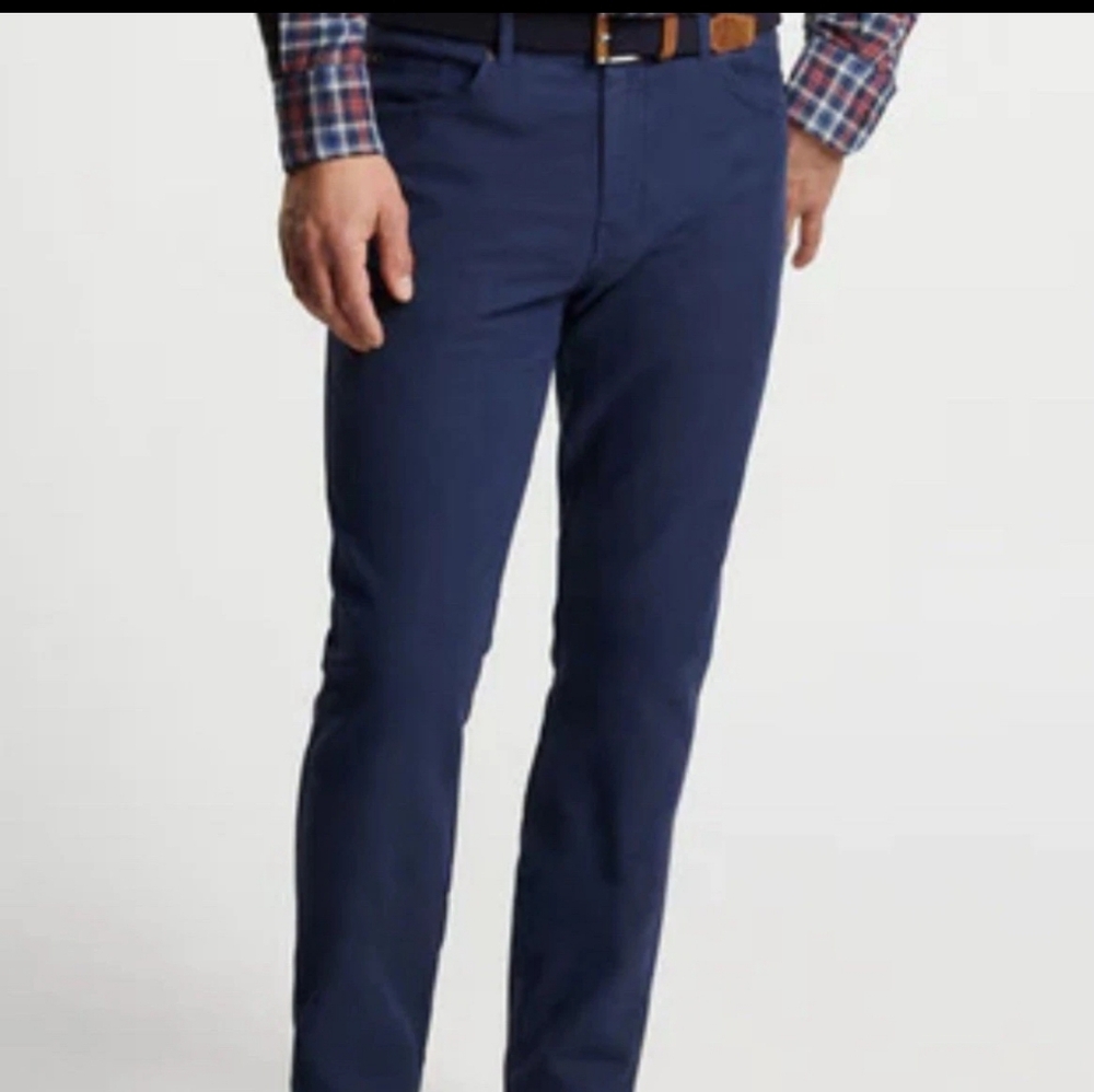 Peter Millar Navy Blue Coastline Five-Pocket Pants MF24B19 NWT 38x34 Chino